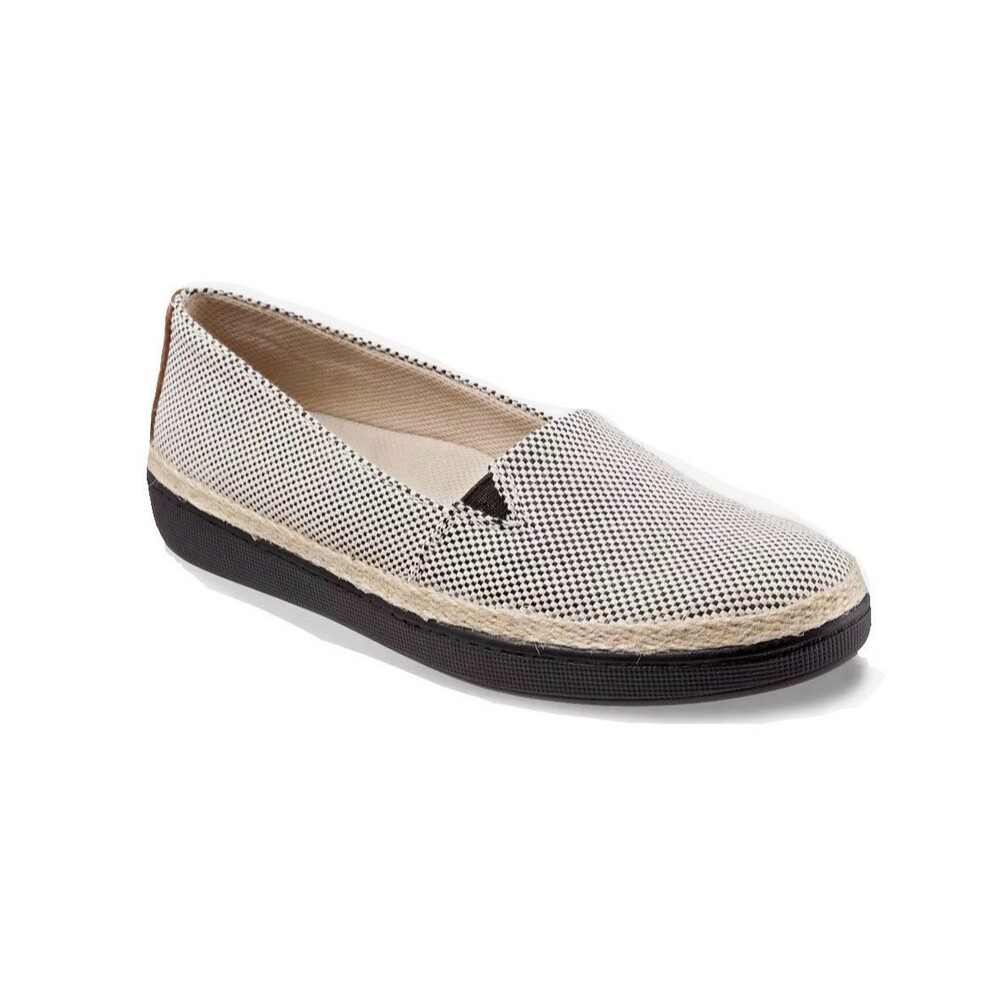 NEW Trotters Womens Size 7.5 WIDE Checkerboard Accent Espadrille Slip On Shoes